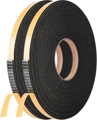 Kikerike Self Adhesive Foam Tape Weatherstrip 1/2In x 1/4In x 42Ft High Density Foam Insulation Strips Seal Weather Stripping with Strong Adhesive for Door and Window Sound Isolation Soundproofing 2 Pack