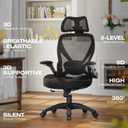 ELABEST X100 Ergonomic Mesh Office Chair, Big and Tall Hone Desk Chair with 5D Flip-Up Arms, Adjustable 3D Lumbar Support,Gaming & Executive Computer Chairs for Long Hours, Padded Seat, 24in x 26in x 41in