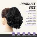 Black Ponytail Extension,9" Short Curly Wavy Claw Clip Pony tails Hair Extensions Natural Soft Synthetic Hairpiece for Women