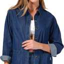 roswear Jean Shirt for Women Button Down Shirts Denim Tops Western Fall Outfits (Blue, L)