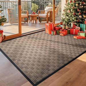 Mibao Front Door Mat, Heavy Duty Durable Welcome Mat for Outdoor Indoor, Dirt Trapper Waterproof Super Absorbent Door Mat for Entryway Outside Patio Porch,61.5" x 36", Beige