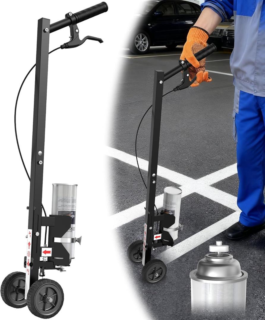 Striping Line Painting Wand, Industrial Two-Wheel Striping Spray Paint Wand for Line Paint Stripe Ground, Parking Lots, Fields, Compatible with Inverted Striping Spray Paint (T-Tip Nozzle)