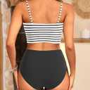 Tempt Me Women Bandeau Bikini Set Strapless High Waisted Two Piece Swimsuit Longline Bathing Suits, Large