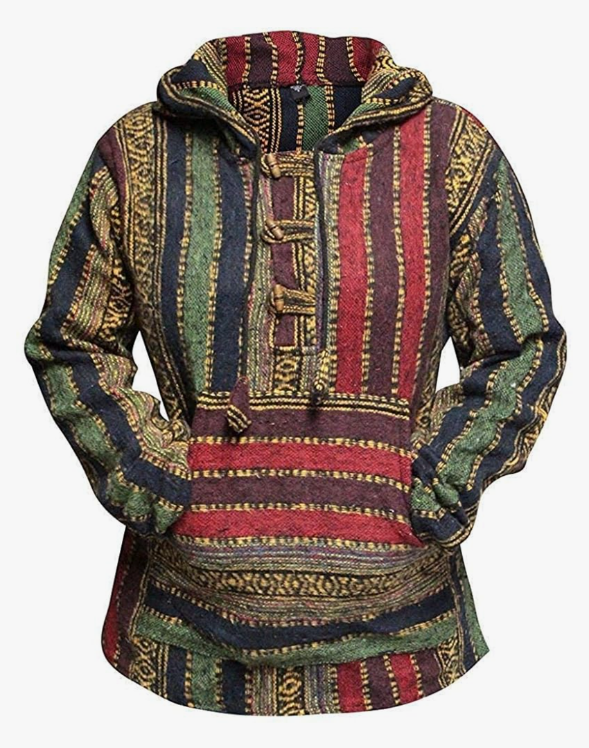 Shopoholic Fashion Women Multicolored Hippie Pullover Hoodie Boho Baja, XXL