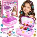 Hair Gem Stamper Kit Hair Jewelry & Bling Craft Toys for Girls Sparkling Hair Accessories with Glitter Sequins DIY Hair Arts Crafts Birthday Gifts for 5 6 7 8 9 10 11 12 Year Old (Pink)
