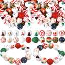 120 Pcs 15mm Silicone Beads Bulk Silicone Beads Print Rubber DIY Bracelet Making Kit for Keychain Making Pens Necklace Jewelry (Christmas)