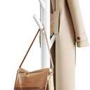 Pipishell Sturdy Wooden Coat Stand, 3 Adjustable Sizes Coat Tree with 8 Hooks, Coat Stands for Hallway Entryway, Hat Stand for Clothes, Used in Bedroom/Office/Hallway/Entryway, White