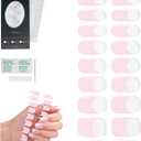 2 x French-Inspired 20pcs Semi Cured Gel Nail Strips - Salon-Grade DIY Wraps with Glaze Texture, Easy Application, UV Light Required for Classic Nails