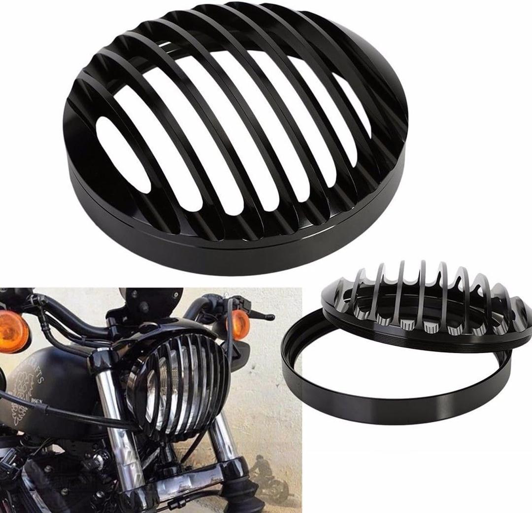 TUINCYN Motorcycle 5 3/4 Inch Headlight Grille Head Lamp Cover Mask for Harley-Davidson Dyna Super Glide Custom FXDC Low Rider Street Bob FXDB Super Glide Wide Glide