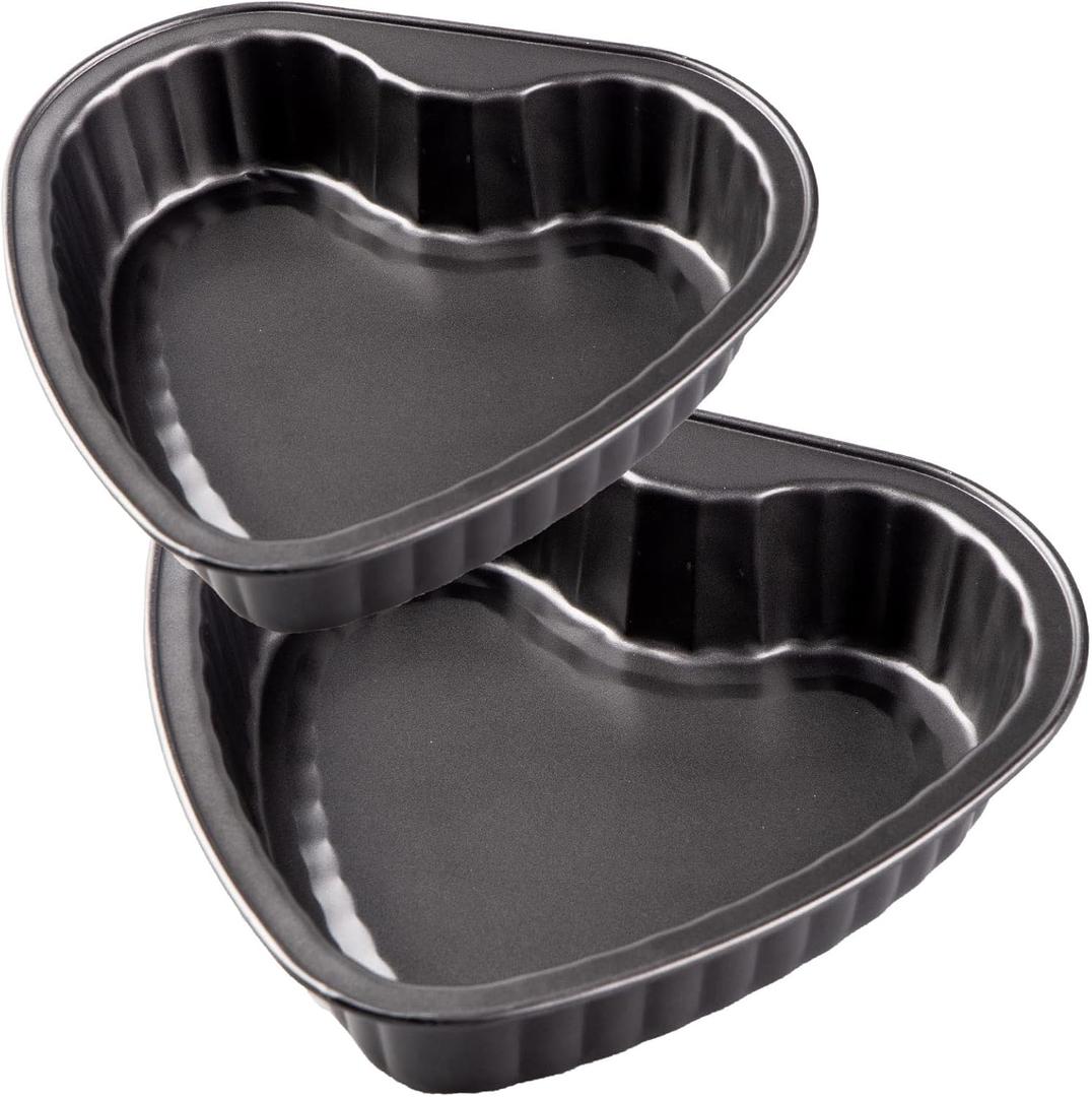 Heart Cake Pan Set of 2, 8 Inch and 9 Inch Heart Shaped Baking Pan Cookie Pan for Valentine's Day Baking Wedding Birthday