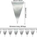 40M/130FT Silver Triangle Pennant Banner Flag Metallic Bunting Garland for Christmas Graduation Wedding Engagement Anniversary Bachelorette Birthday Bridal Shower Valentines Hen Party Supplies