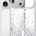 JETech Glitter Case for iPhone 17 Pro Max 6.9-Inch Compatible with MagSafe, Clear Cute Bling Sparkle for Women and Girls, Shiny Shockproof Magnetic Sparkly Phone Cover (Clear)