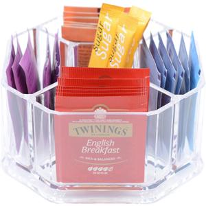Tea Organizer - Clear Acrylic Tea Bag & Sugar Packet Holder for Pantry, Cabinet, Countertop & Coffee Station