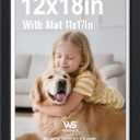 12x18 Picture Frame, Black Wood with Real Glass, 11x17 Mat, 1 Pack
