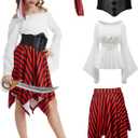 rumnigh Pirate Costume Deluxe Pirate Dress Halloween Dress up Costume (White, 140)