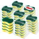 Tanlade 30 Pcs Individually Wrapped Sponges Kitchen Bulk Non Scratch Scouring Sponges for Dishes Household Cleaning Travel Apartments Hotel Car (Yellow Green)
