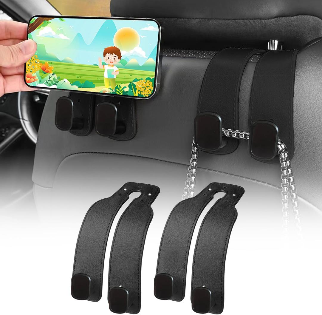 2 x Car Hooks for Headrest,2 Pack Car Seat Headrest Hooks,Car Seat Back Storage Hook,Car Seat Hooks for Purses and Bag,Purse Holder for Car(Black)