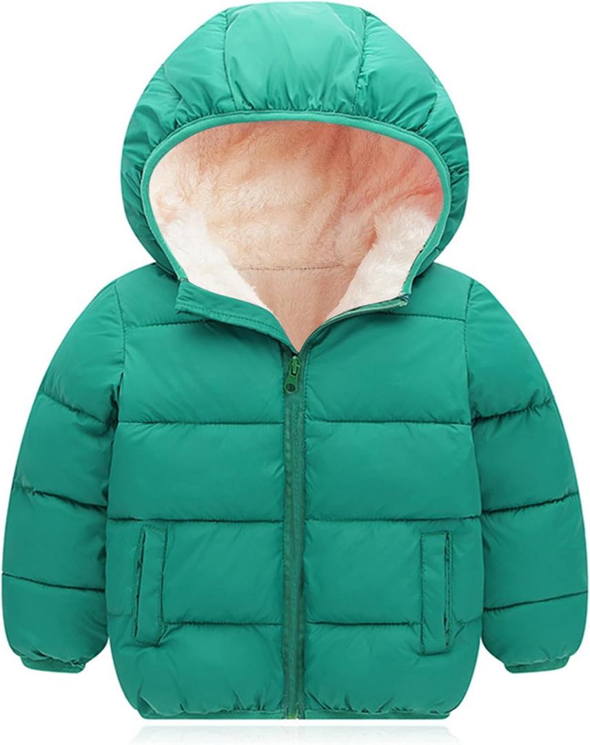 BFUSTYLE Toddler Winter Coats Hooded Infants Fleece Jacket Thickened Jacket for Baby Girls Boys 1-5T (Green)