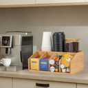 Bamboo Coffee Station Organizer for Countertop, Coffee Bar Accessories Organizer with 5 Compartments for Tea Bags Condiment, Pods, Creamer, Syrup, Cups