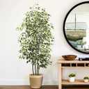 Yepdin 6 FT Artificial Ficus Tree 600 Leaves Faux Plants Indoor Tall with Black Pot Large Fake Tree for Home Office Living Room Decor