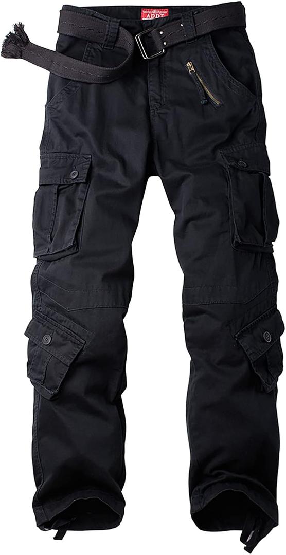 Men's BDU Casual Military Pants, Tactical Wild Army Combat ACU Rip Stop Camo Cargo Work Pants Trousers with 8 Pockets (32, Black)