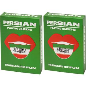 Persian Lingo Playing Cards | Travel Flashcards | Learn Persian Vocabulary in A Fun & Easy Way | 52 Essential Translations (Pack of 2)