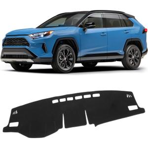 KUST Car Dash Cover Mat for Toyota RAV4 2019-2024 2025 Left Hand Driving Non-Slip Dashboard Cover Interior for RAV4 Accessories Custom Fit Dash Mat Sunshade Windshield Glare Black