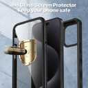 CENHUFO Privacy for iPhone 15 Pro Case, Full Body Phone Case with Built-in 9H Tempered Glass Privacy Screen Protector and Camera Lens Protector, Anti Peep Spy Shockproof Bumper Clear Cover - Black