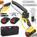 Mini Chain Saw Battery Powered: 2025 Upgrade Portable Electric Chainsaw Cordless - Mini Chainsaw Cordless 6 Inch and 8 Inch with 2 Batteries for Wood Cutting, Tree Trimming, Gifts for Dad, Husband