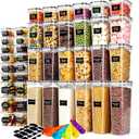 stusgo Airtight Food Storage Containers with Lids, BPA Free Clear Pantry Storage Container for Kitchen Food Pantry Organizers and Storage, Plastic Pantry Organiser for Cereal,Flour and Sugar 42 pack
