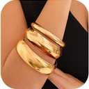 Chunky Cuff Bracelets for Women Wide Gold/Silver Cuffs Bangle Hollow Out Adjustable Bracelets Punk Vintage Jewelry