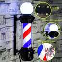 35-inch Barber Pole Red White Blue Stripes with LED Light,Traditional Barber Pole Outside Barber Shop Rotating Light Sign Light Box Rainproof Hairdressing Salon Save Energy Wall Lamp