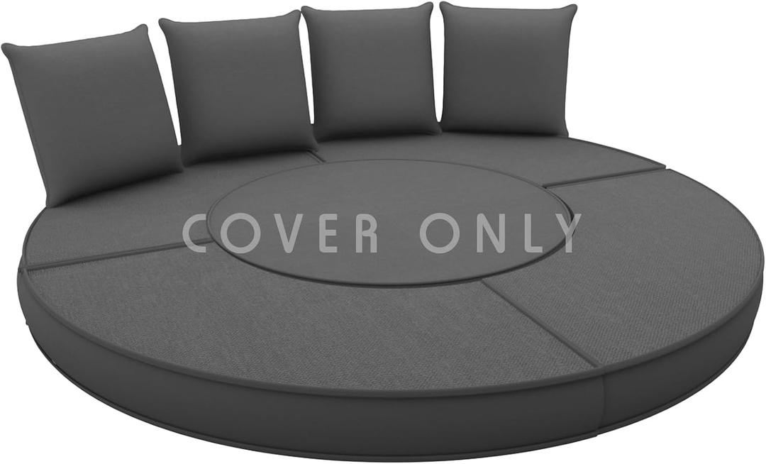 Outdoor Daybed Cushion Cover, 66" Replacement Round Bed Cushion Covers,Outdoor Waterproof and Fade-Resistant Sun Bed Out Door Cushion Cover - Patio Round Daybed Cushions Cover, Cover ONLY