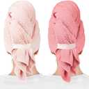 ROLSHOL 2 Packs Large Microfiber Hair Towels for Women, Super Absorbent & Quick Dry Hair Towel Wrap for Curly Long & Short Hair- Anti-Frizz Hair Turbans for Wet HairCoral Pink & Pink - 27.5''*39.4''
