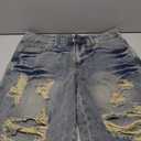 WDIRARA Women's Ripped Raw Hem Bermuda Denim Shorts Mid Rise Distressed Jean Shorts Streetwear Blue 31