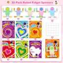 Valentines Day Gifts for Kids, 30 Pack Astronaut-Shaped Fidget Spinner POP Toys with Greeting Card for Kids Classroom Exchange, Valentine Prizes for Boys Girls School Party Favor