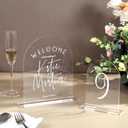 UNIQOOO 10 Pack Acrylic 8x10 Clear Arch Table Sign for Wedding with Holders, 1/8 in Thick, DIY Blank Arch Sign Sheet Perfect for Decoration, Party,Anniversary, Event, Stand Included