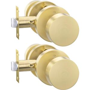 goldenwarm Gold Door Knobs Interior, Heavy Duty Zinc-Alloy Privacy Brushed Gold Interior Door Knobs, Brushed Brass Indoor Doorknobs for Bedroom, Bathroom (2 Pack)