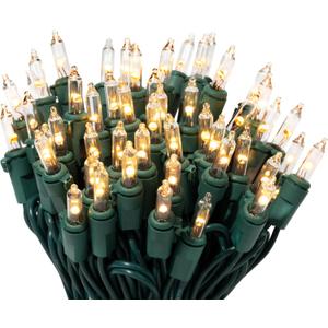 612 Vermont 100 LED Clear Twinkle Christmas Lights on Green Wire, UL Approved, Indoor and Outdoor Use, 24.75 Foot of Lighted Length, 25.4 Foot of Total Length