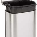 Amazon Basics Smudge Resistant Rectangular Trash Can with Soft-Close Lid, Foot Pedal, Removable Inner Bucket, 5L/1.32 Gal, Brushed Stainless Steel, for Bathroom & Small Space, Satin Nickel Finish