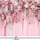 8x6ft Floral Backdrop Girl Pink Rose Flower Wall Decor Romantic Bridal Shower Wedding Anniversary Photo Background Floral Party Decorations Dessert Cake Table Banner Props