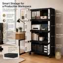 4 Tier Foldable Storage Cabinet with Wheels and Magnetic Doors, Premium PP Material Large Storage Organizer, Space-Saving Utility Storage for Home, Apartments, Dorm, Office, Rv