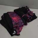 Black Purple Leaf 3 Piece Rash Guard for Women - Long Sleeve Swimsuits with Shorts SPF Zip up Swim Shirt with Built in Bra M