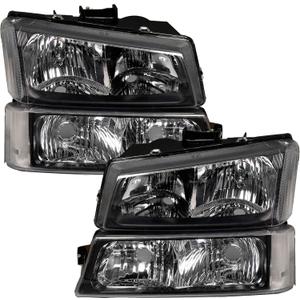 A&P Headlight Assembly for 03-06 Avalanche Silverado 1500 1500HD 2500 2500HD 3500 Black Housing Driver and Passenger Side