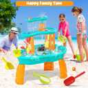 Handwell Upgraded Toddler Water Table,3-Tier Water and Sand Activity Table with Water Pump&Water Toy Accessories,Rain Showers Splash Pond Summer Outdoor Toy Outside Sensory Playset for Boy Girl Age 3+