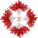 30 Pack Artificial Red Berry Stems,8 Inch Fake Burgundy Berry Picks for Christmas Tree Decorations Crafts for Christmas Wreath Wedding Holiday Home Decor