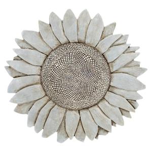 NAT & Jules Sunflower Shaped Dimensional Indoor Outdoor 12 inch Cast Resin Decorative Garden Stepping Stone, Patio, Walkway Sculpture Yard Art, Stone Grey