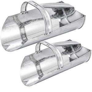 Cididu 2 Pack Feed Scoop for Livestock, Metal Feed Grain Scoop, Heavy Duty Horse Feed Scoops with Encased Handle, Stackable Durable Poultry Feed Scoops for Chicken Bird Gardening Farm, 2.5 Qt and 4 Qt