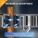 ZONGOOL 2 Pack 3 Racks and 4 Hooks Mop and Broom Holder Wall Mount, Heavy Duty Broom Hanger Organizer Storage Tool Racks Stainless Steel Self Adhesive Wall Hanger for Kitchen Garden Laundry Garage (Silver)