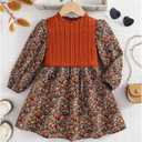 SOLY HUX Toddler Girl's Fall Floral Dress Long Sleeve A Line Cute Casual Short Dresses